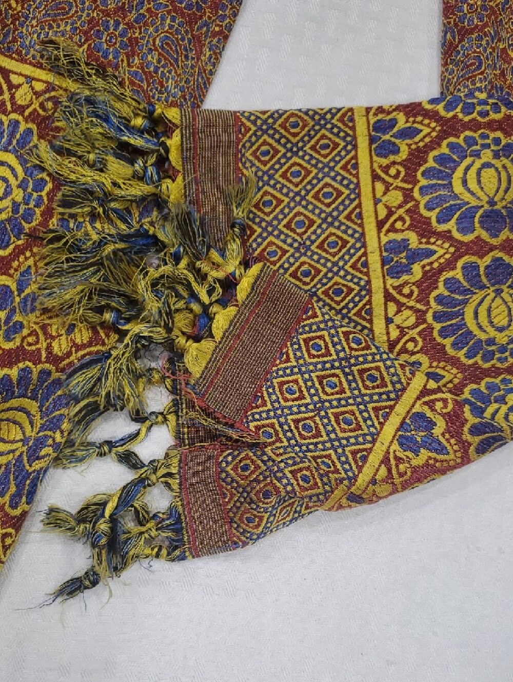 Boho Floral Border Chinos in Yellow & Brown - Picture 9 of 16